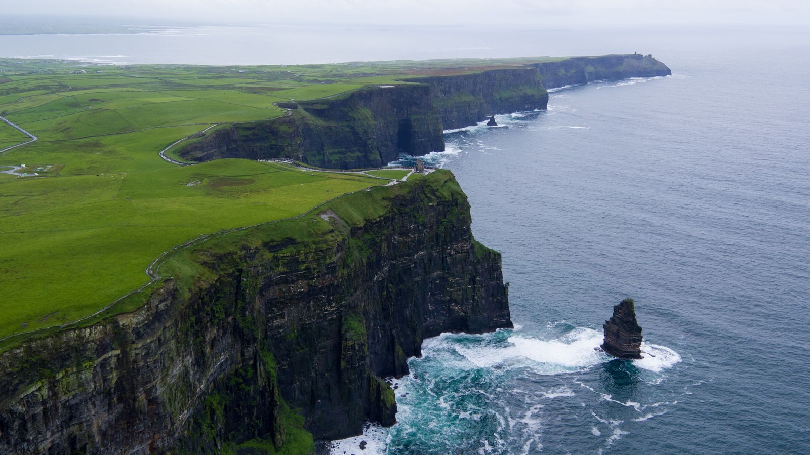 Aerial view of the Cliffs of Moher, County Clare, Ireland