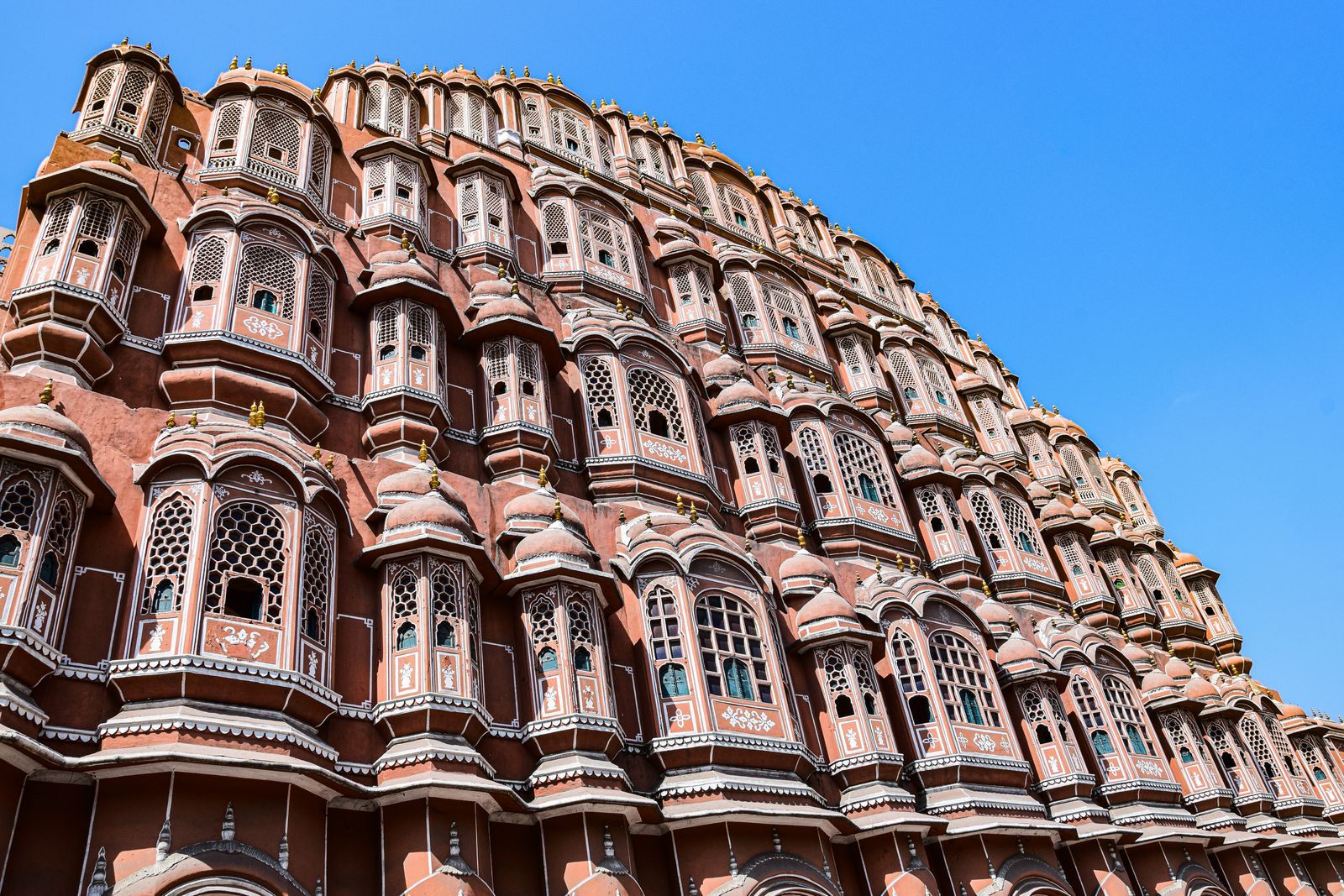 Facade of the Hawa Mahal palace in Jaipur, India